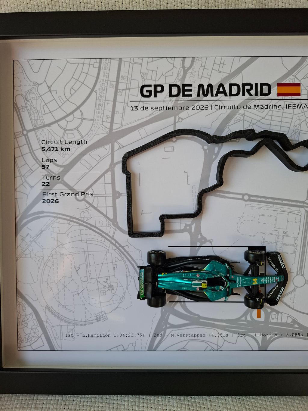 Cuadro 3D Fernando Alonso – GP de Madrid | DIN A3 (40 × 30 cm)