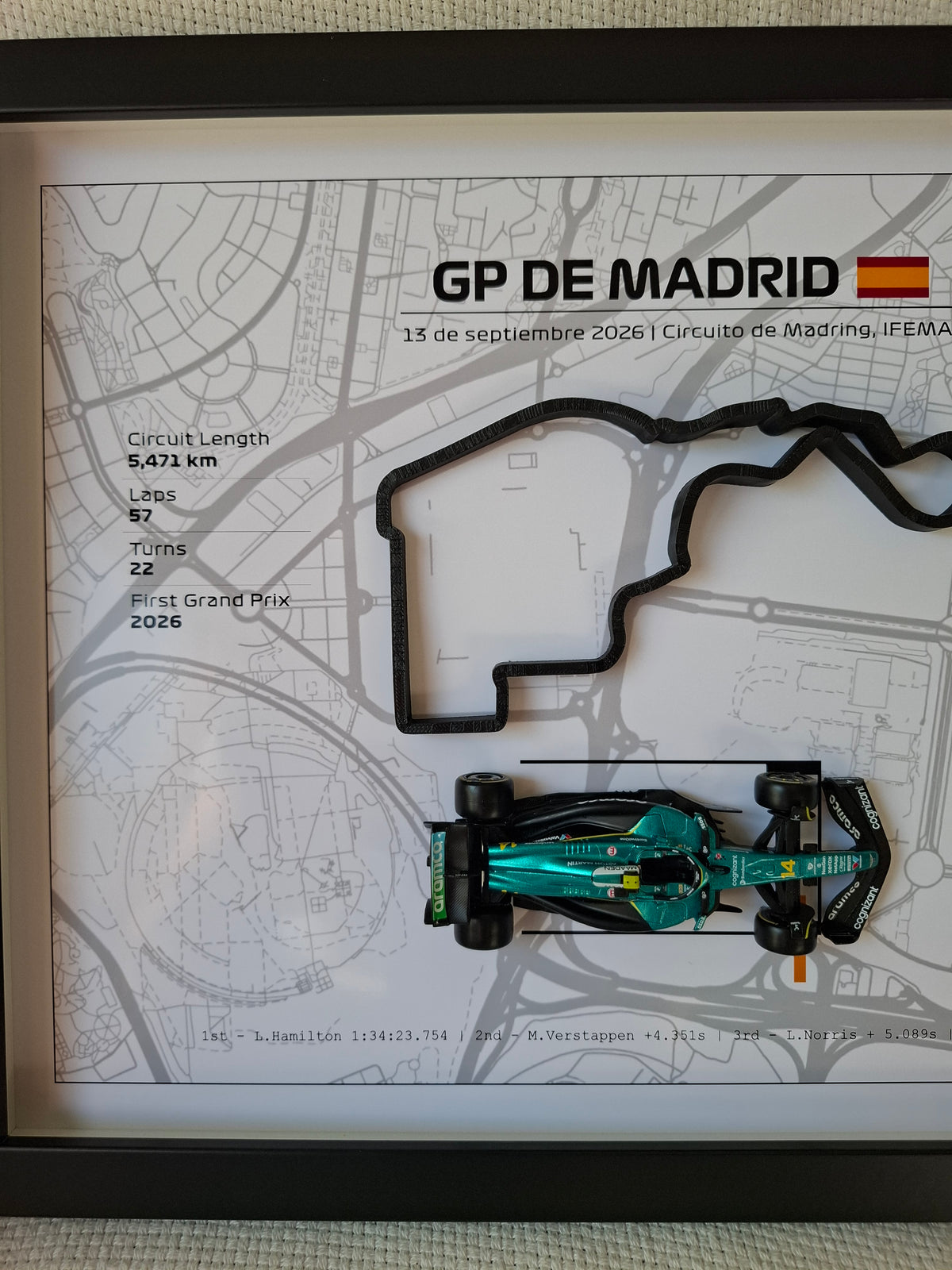 Cuadro 3D Fernando Alonso – GP de Madrid | DIN A3 (40 × 30 cm)