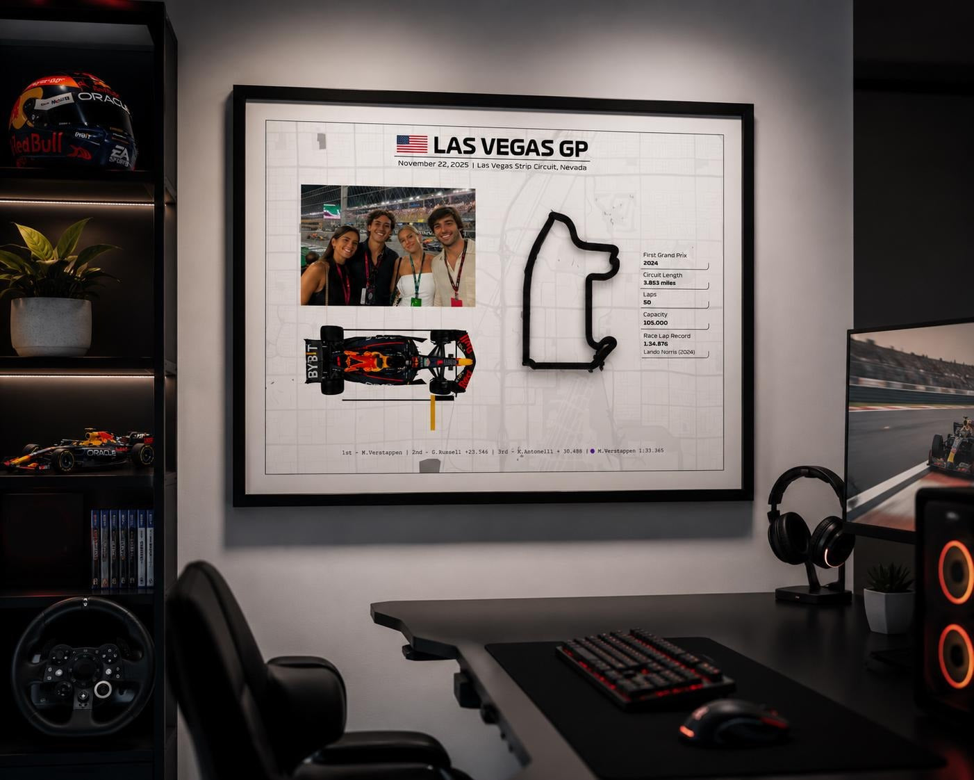 Marco personalizado de Fórmula 1 con tu foto | Circuito 3D y coche F1